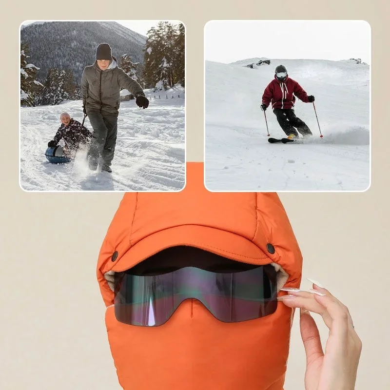 Windproof Full Face Outdoor Mask with Goggles Hooded Cotton Protective Breathable Windproof Full Coverage Outdoor Riding Mask