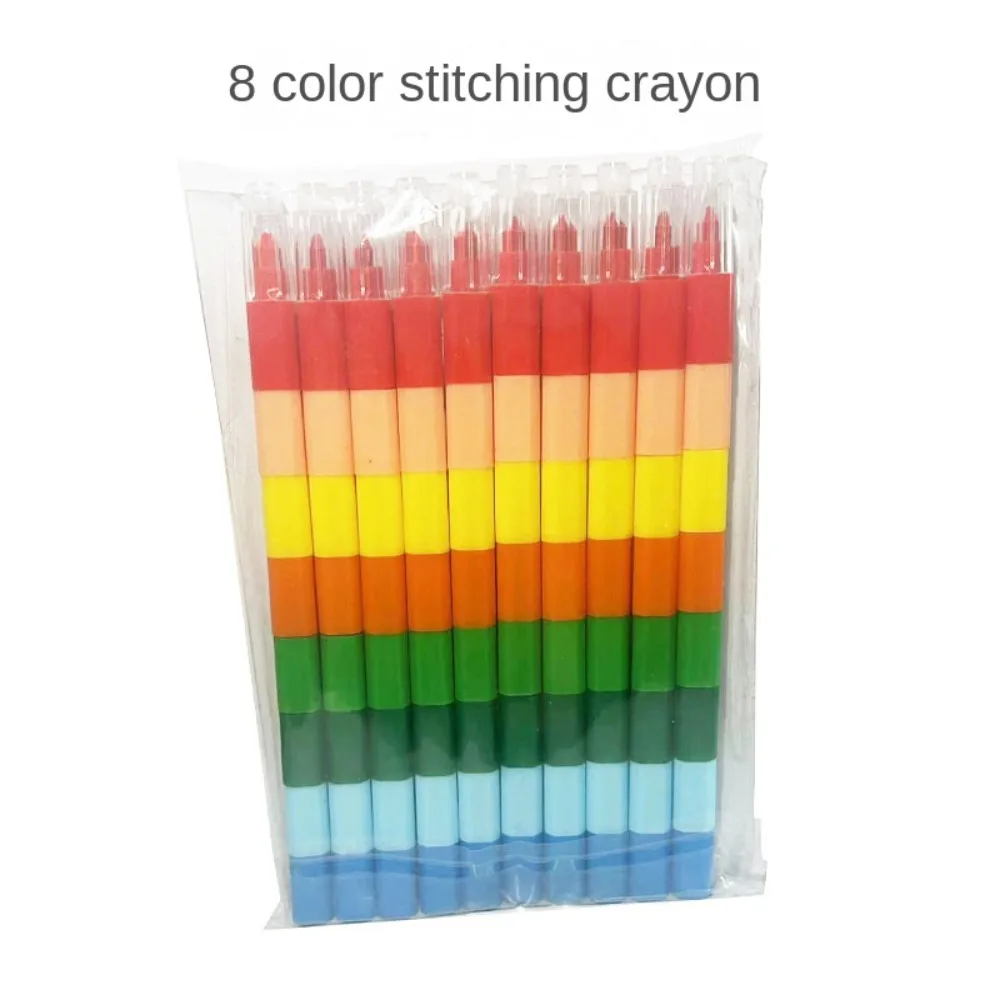 10pcs/set Drawing Pen Creative Blocks Crayons Replaceable Stationery Mini Finger Crayon Pens Rainbow Stackable