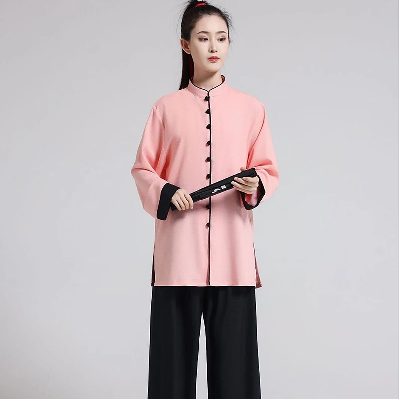 Premium Women's 3-Season Lightweight Breathable Stretch Linen-Cotton Tai Chi Practice Performance Uniform Color-Co