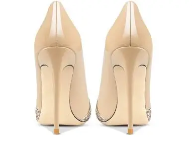 حار المرأة عارية براءات الاختراع والجلود بريق المرقعة الضحلة الانزلاق على مضخات سيدة 12 سنتيمتر الكعوب رقيقة فستان الحفلات أحذية حجم 46 #3