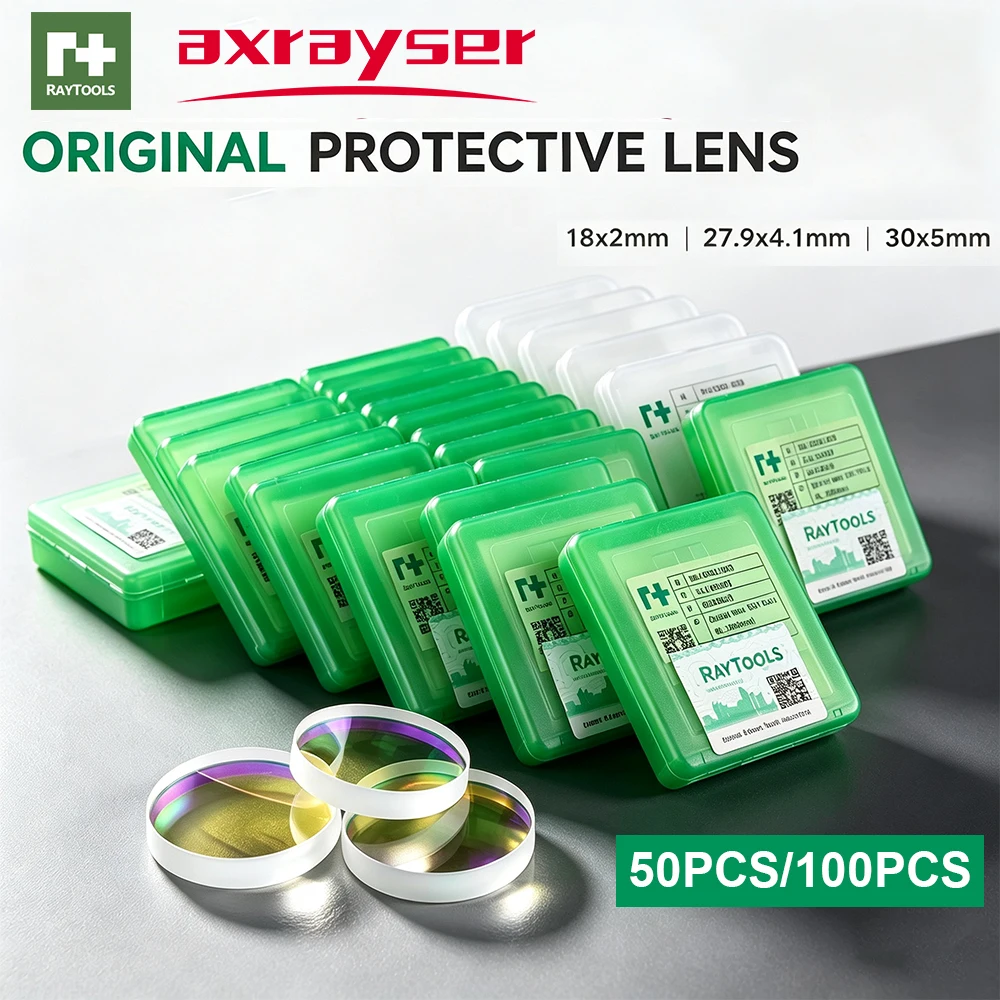 50PCS/100PCS Raytools Original Laser Cutting Protective Lens 18x2 24.9x1.5 27.9x4.1 Protetion Windows For Laser Cutting Head