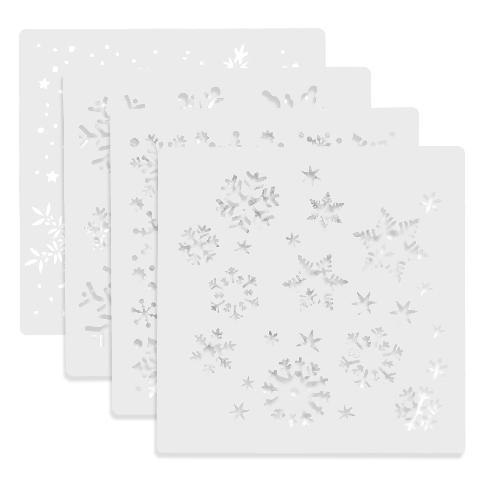 

4pcs Painting Templates Kit Snowflake Pattern Stencils For Diy Crafts Wall Art Reusable Plastic Drawing Stencils Art Supplies