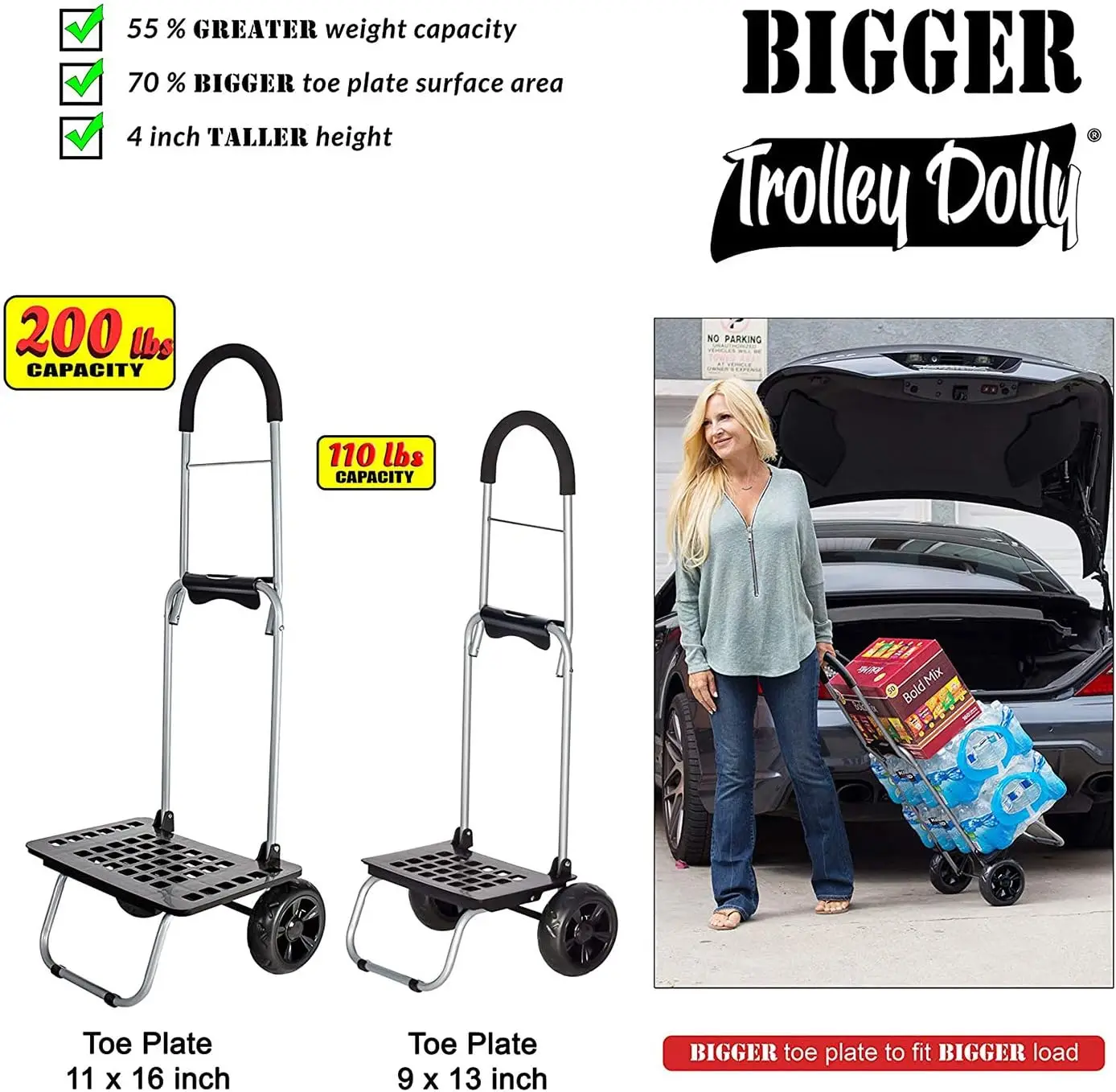 ger Trolley Dolly, Black Shopping Grocery Foldable Cart