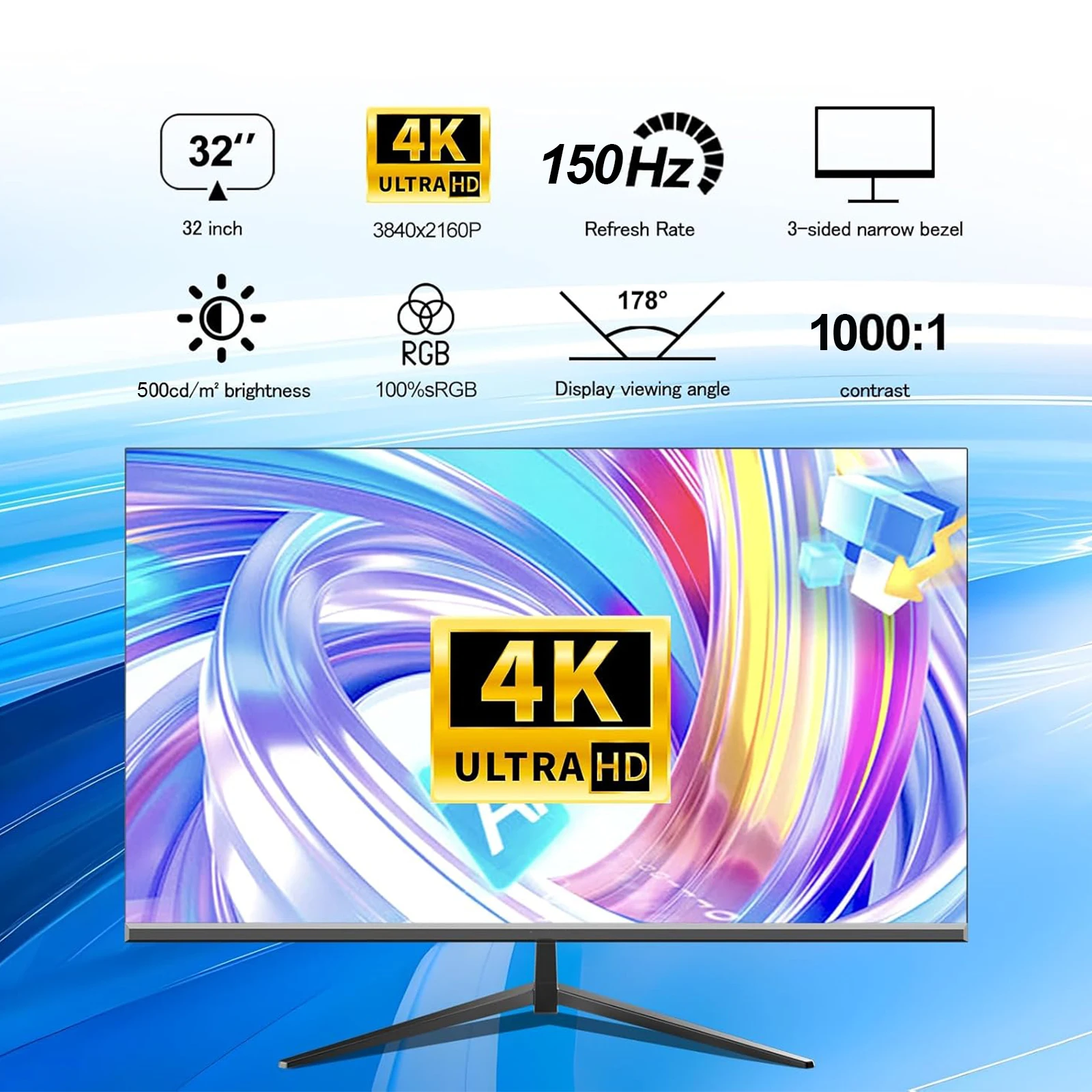 32 Inch 4K 1K Gaming Screen 75hz 100hz 150hz 165hz 240hz Computer Display 1ms Ips Panel Frameless Desktop Pc  Gaming