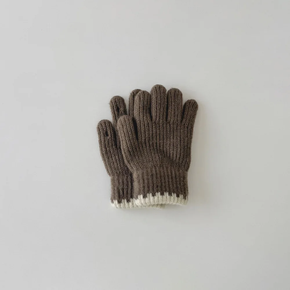 Kids winter Gloves 3-8 Year girls knitted Warm Mittens Solid Color Gloves Soft Crochet Hand Warmers for Boys Trendy Children