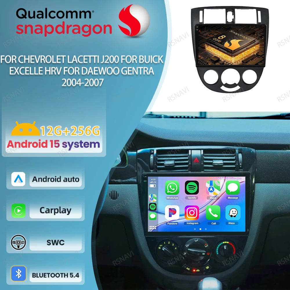 

Автомобильный радиоприемник Android 15 для Chevrolet Lacetti J200 для Buick Excelle Hrv для Daewoo Gentra QLED Мультимедиа 4G LTE Стерео DSP BT GPS