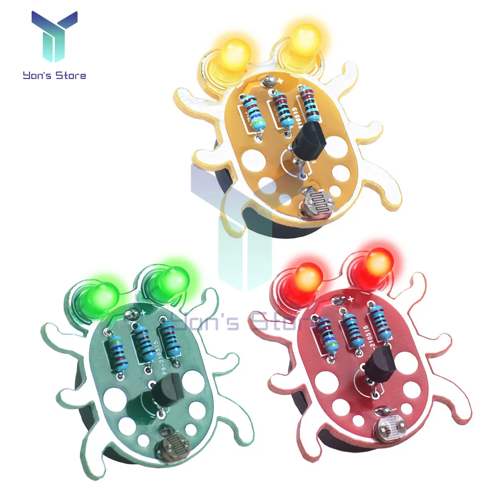 Weevil Eye DIY Electronic LED Light Beginner Learn Electrical Fun Kit Handmade Gift (Red Yellow Green White Blue Black Purple )