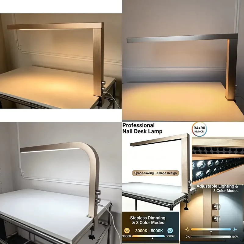for New 48W Gold L-shaped LED Manicure Desk Lamp  Beauty  Desktop Lamp Eyelash Extension Desk Lamp with Fixed
