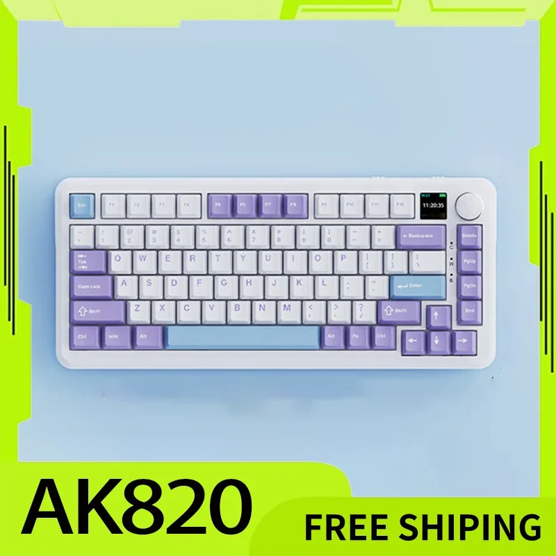 

Ajazz Ak820 Max Mechanical Keyboard Customized 3-Mode Hot Swap Wireless Bluetooth Gasket With Tft Screen Knob Keyboard Office