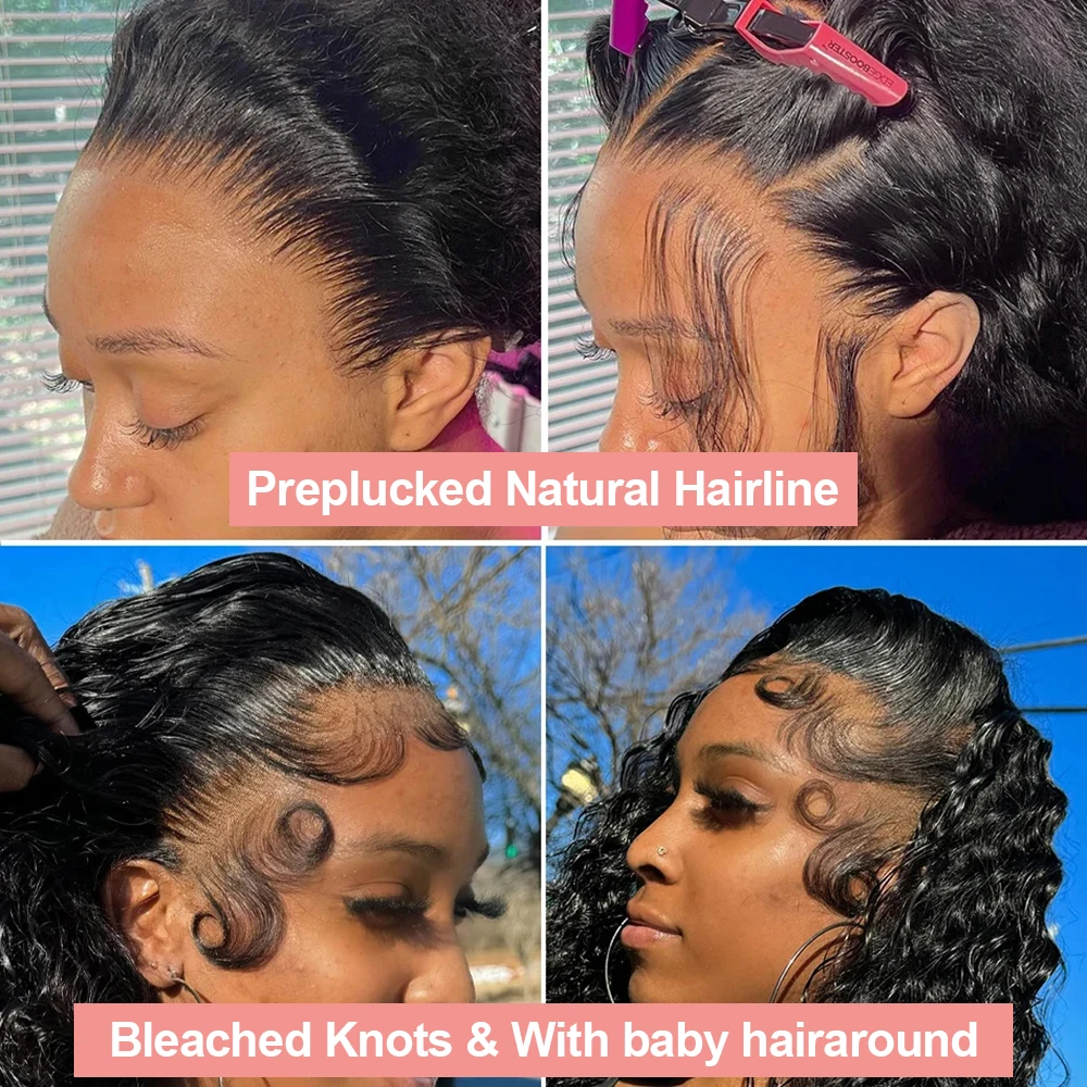 ルーズウォーターウェーブレースフロントウィッグ透明13x4 13x6 HDレースフロントディープウェーブカーリー人毛ウィッグ女性用300%密度