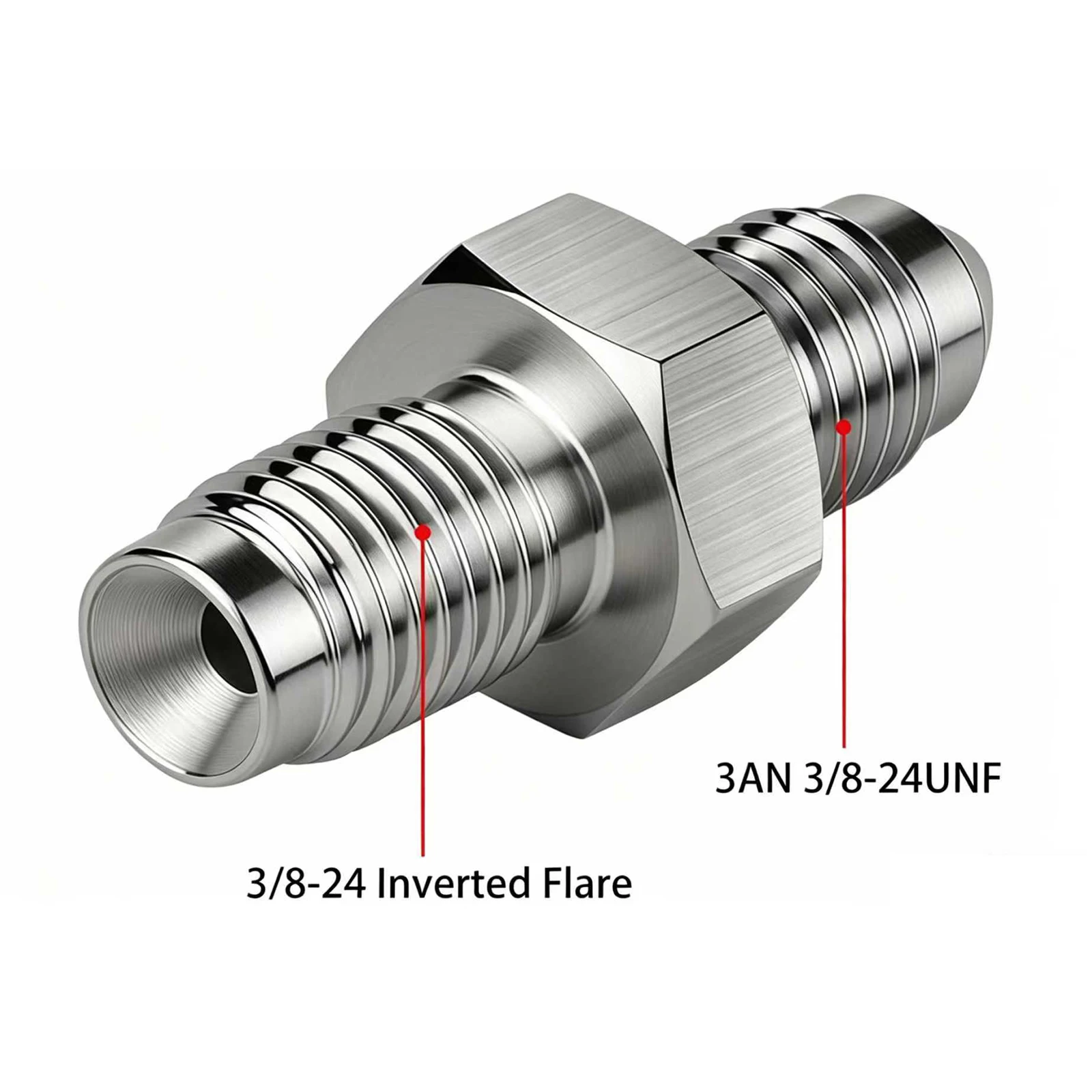 AN3 Convex to AN3 Concave Stainless Steel Brake Hose Adapter Straight Fitting Connector for Car Motorcycle Racing Motor Bike