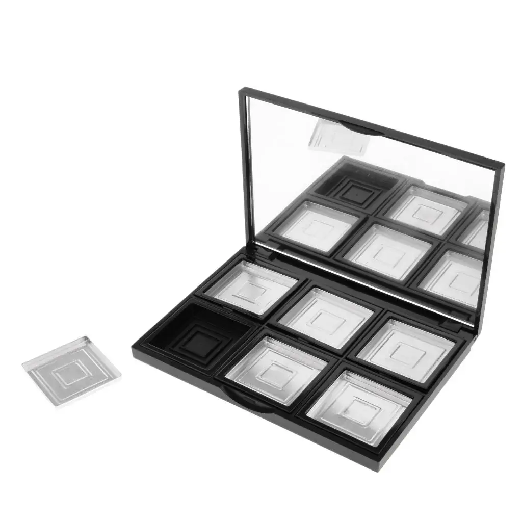 Palette di vaschette per trucco vuote nere a 6 slot con padelle rossetto in polvere per ombretti Blush