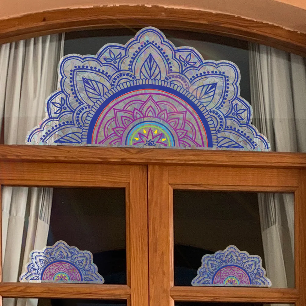 Iridescent Window Sticker Mandala Glass Bedroom Decor Pvc Cling Rainbow Film