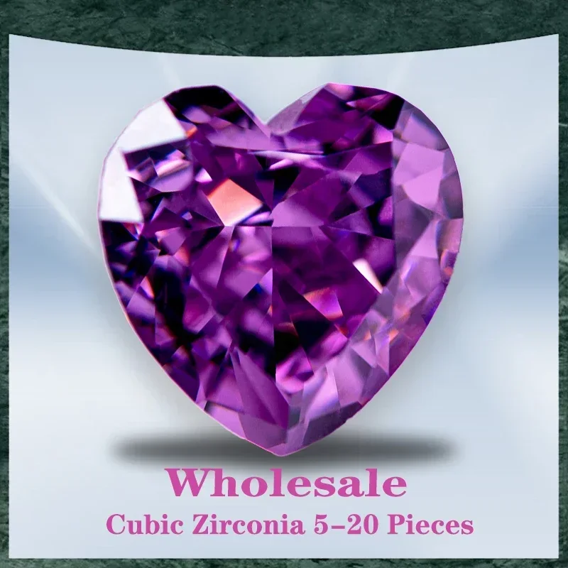 Z-L-Cubic Zirconia Wholesale No Certificate Crushed Ice Cut Heart Shape Dark Rose Red Color Charms Beads  for jewel making