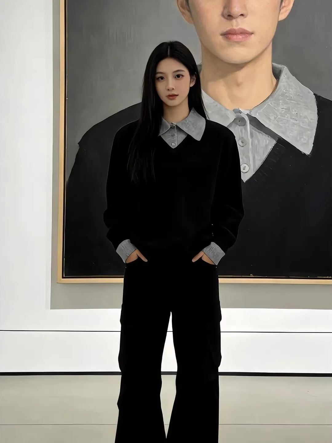 

Thiened Fake Two-Piece Knitted Sweater for Men Autumn Winter Casual Sle Collared Inner irt Lazy Faion Sle