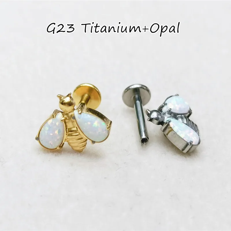 

Lot10pcs G23 Titanium Bee Opal Lip Labret Ring Bar Ear Cartilage Helix Rook Tragus Studs 16G Body Piercing Jewelry New