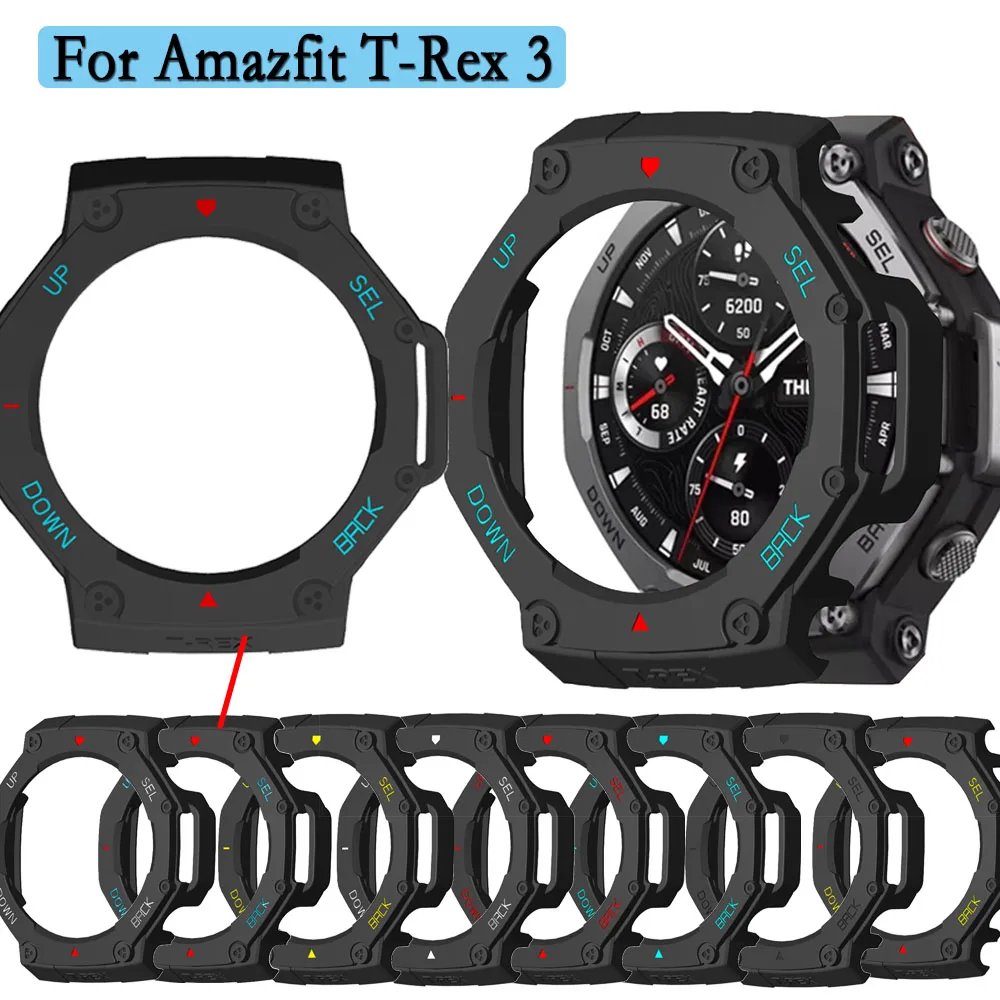 Huami Amazfit T-Rex 3 용 시계 커버 내구성 PC 보호용 이중 색상 케이스 중공 시계 장식 프레임 쉘