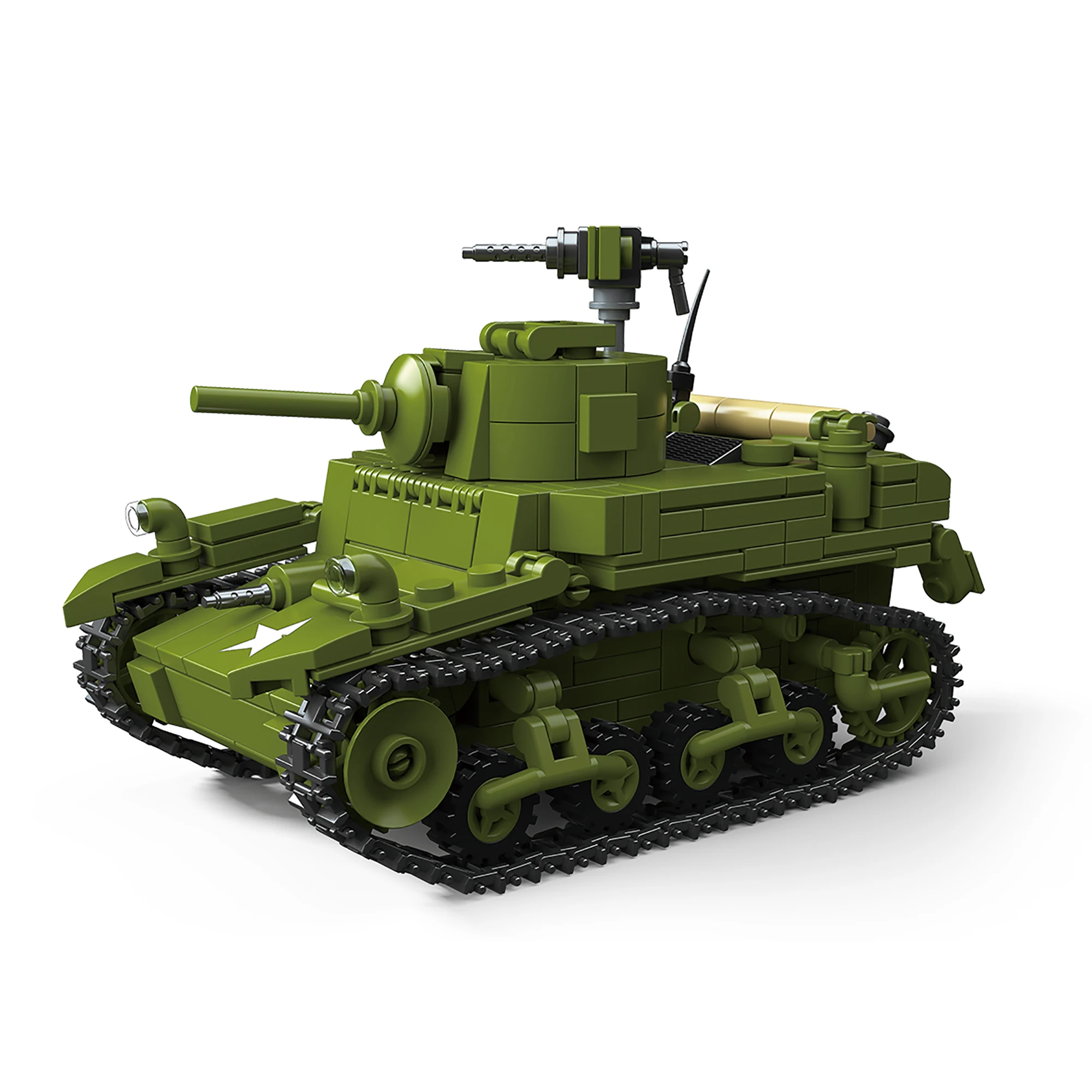 

1:35 579pcs Army USA M3A1 Stuart Light Tank Building Blocks WW2 Armored Vehicle Military Bricks Toys for Kids Adults Boy Gifts