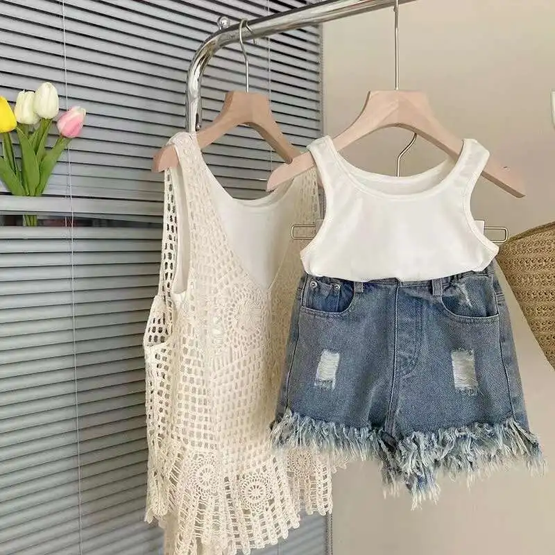 

New Girls 3 Pcs Clothing Set Kids Suits Children Clothes Sets Baby Outfits Summer 24-074