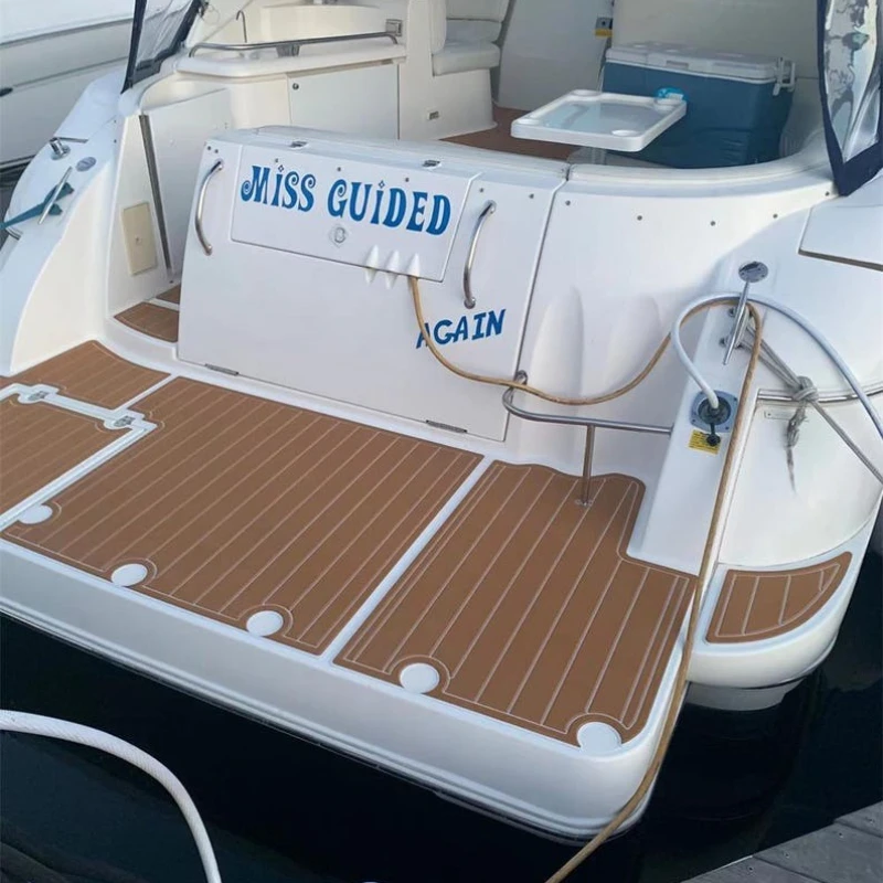 KXKZREN Customized 2002 Cruiser Yachts 3470 Express Swim Platform Cockpit Boat EVA Foam Faux Teak Flooring Pad Yacht Deck Sheet