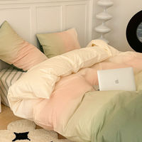Morandi Bedding Set Washed Cotton Sheets 4pcs Set Solid Color Quilt Cover Comfortable Bed Set Blanket Cover Bedroom Supplies