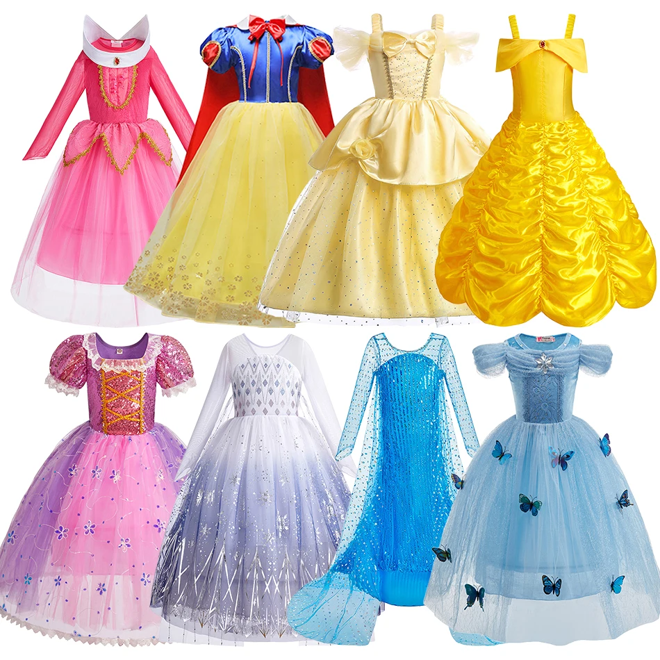 

Little Girls Rapunzel Elsa Bell Clothing Kids Princess Cosplay Fancy Dresses Children Party Christmas Carnival Luxury Dress Up