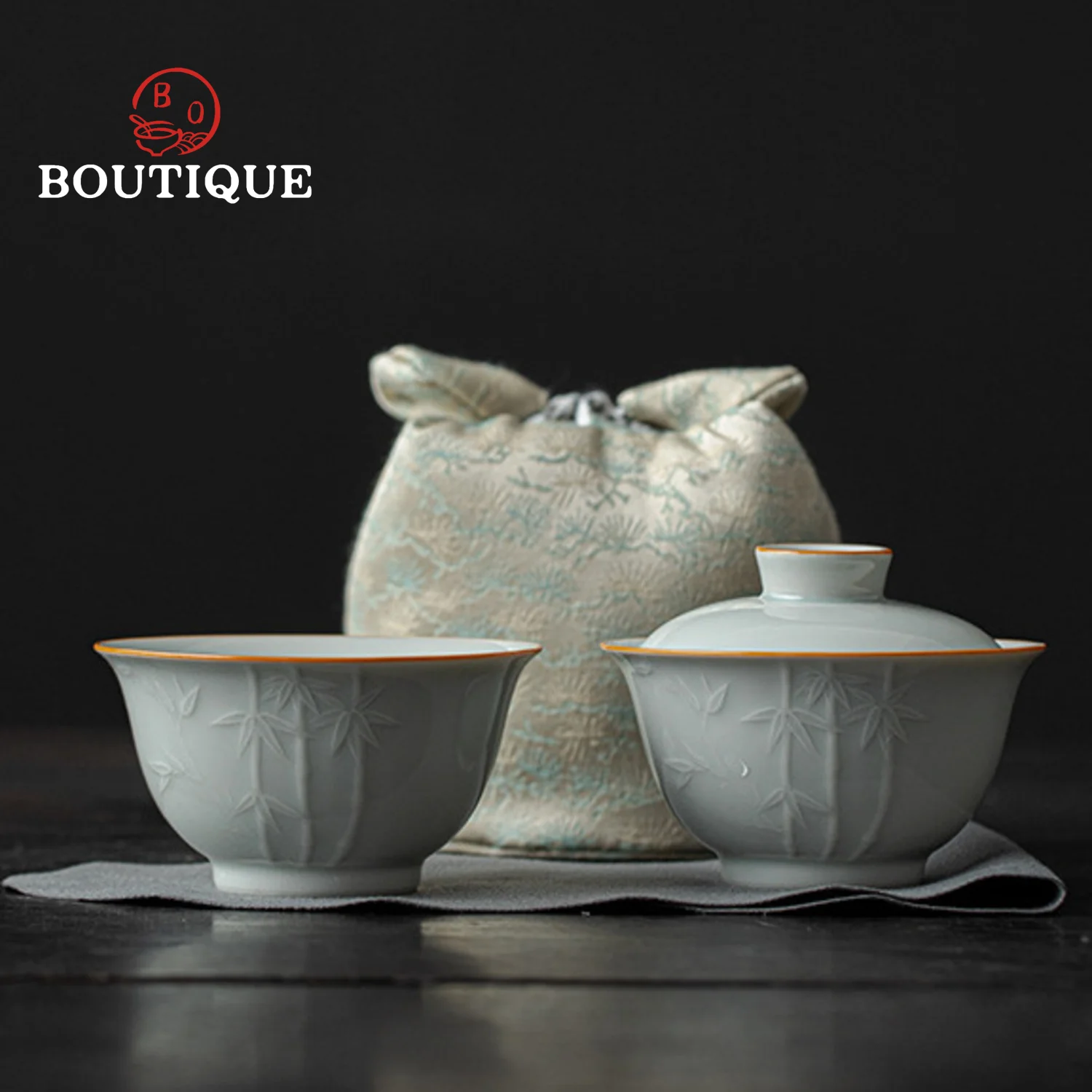 Imagem -06 - Boutique Embossed Lotus Bambu Peônia Petal Cerâmica Viagem Teaware Portátil Kung fu Tea Grupo Quick Cup Outdoor Tea Designer 80ml