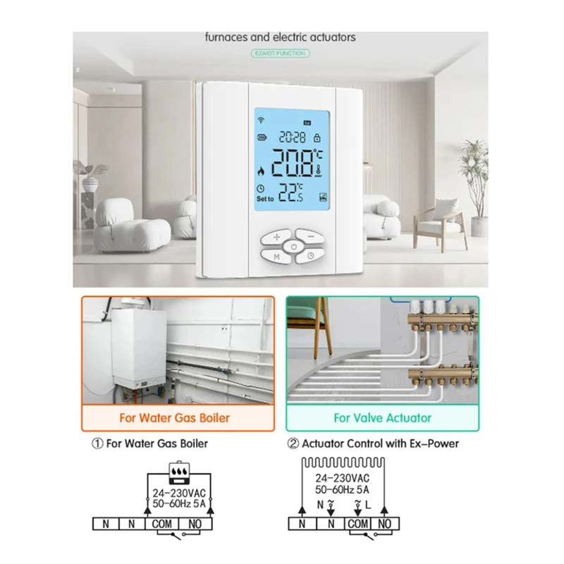 Zigbee термостат на батарейках для водяного газового котла Smart Tuya беспроводной контроллер температуры для Alexa