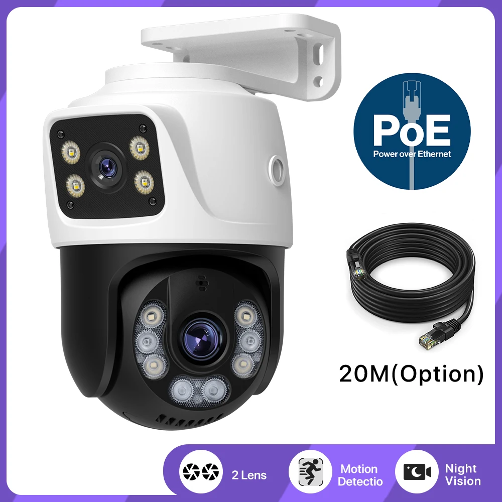 

6-мегапиксельная HD POE-камера, уличная беспроводная PTZ-камера с двумя объективами, IP-камера безопасности, поддержка Onvif, видеонаблюдение, CCTV, автоматическое отслеживание XMeye