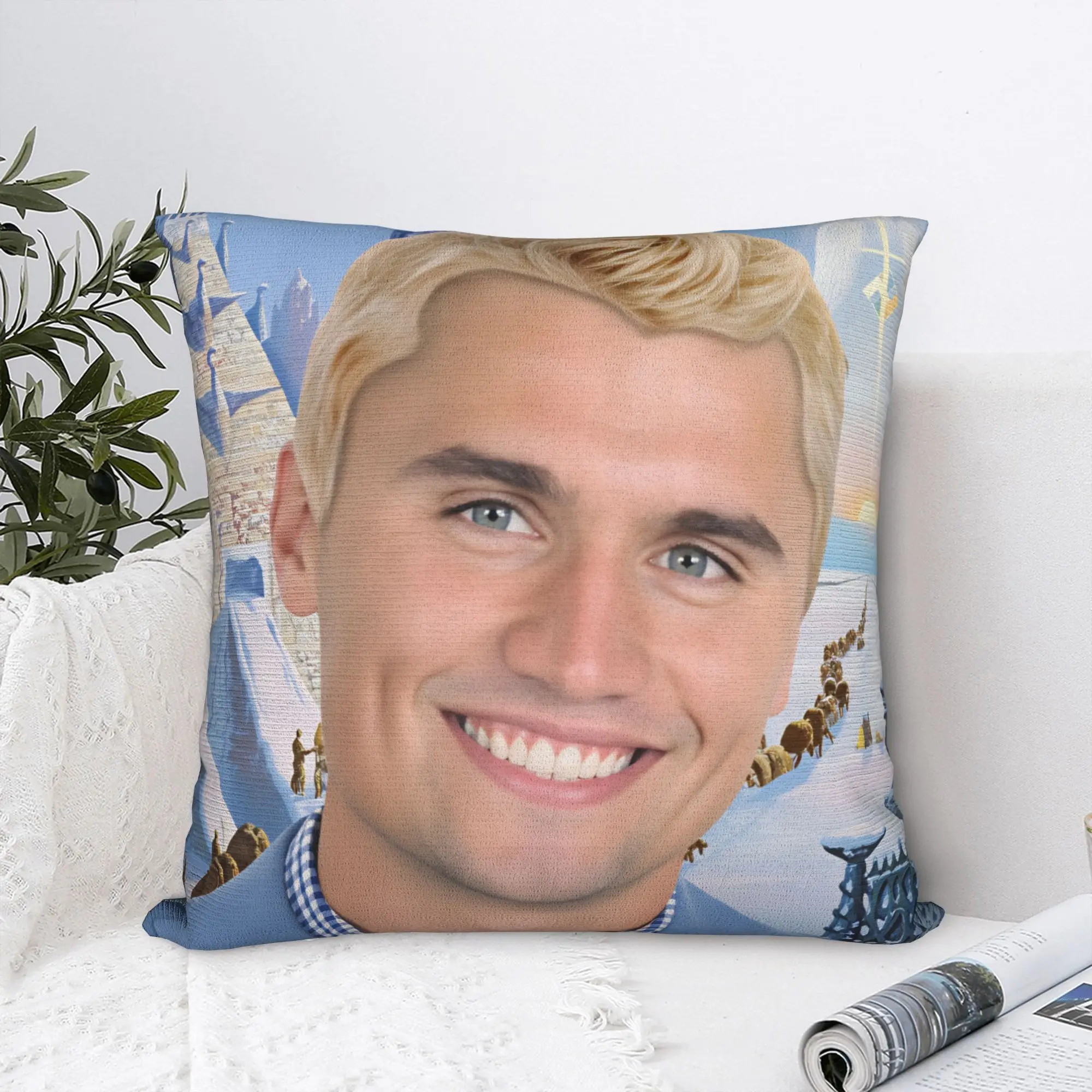 Charlie Kirk en traje azul con bandera americana, fundas de almohada con Pin, funda de almohada de moda para silla, sofá, decoración del hogar, funda de almohada cómoda