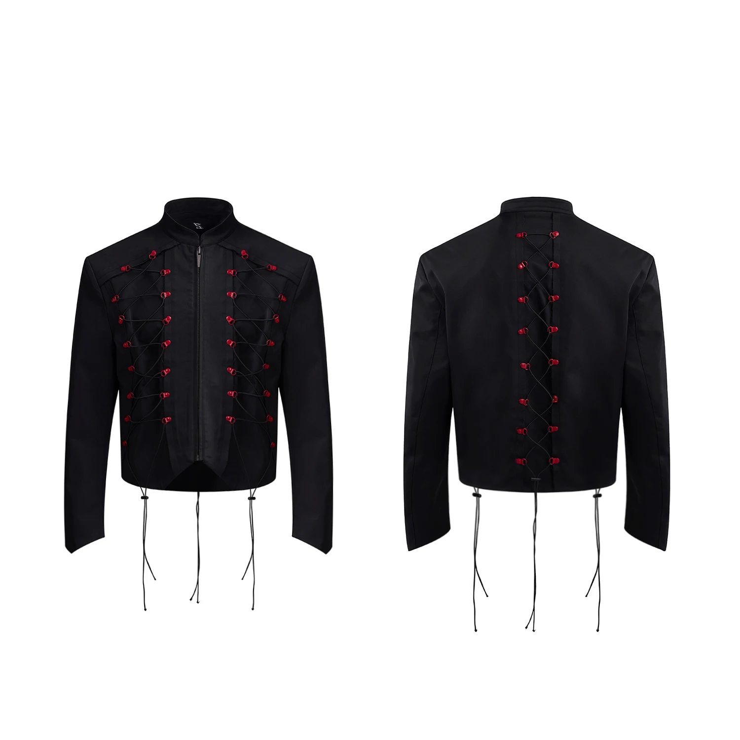 Men's 2025 Autumn New Two-piece Sets Male Trendy Rope Design Zipper Long Sleeve Jackets Trousers Male Loose Wide-leg Pants Sets