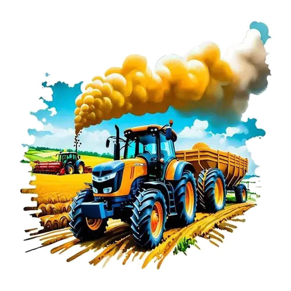 Vibrant Farm Tractor Self-Adhesive Stickers, Bedroom Entryway Living Room Porch Home Decoration Wall Stickers