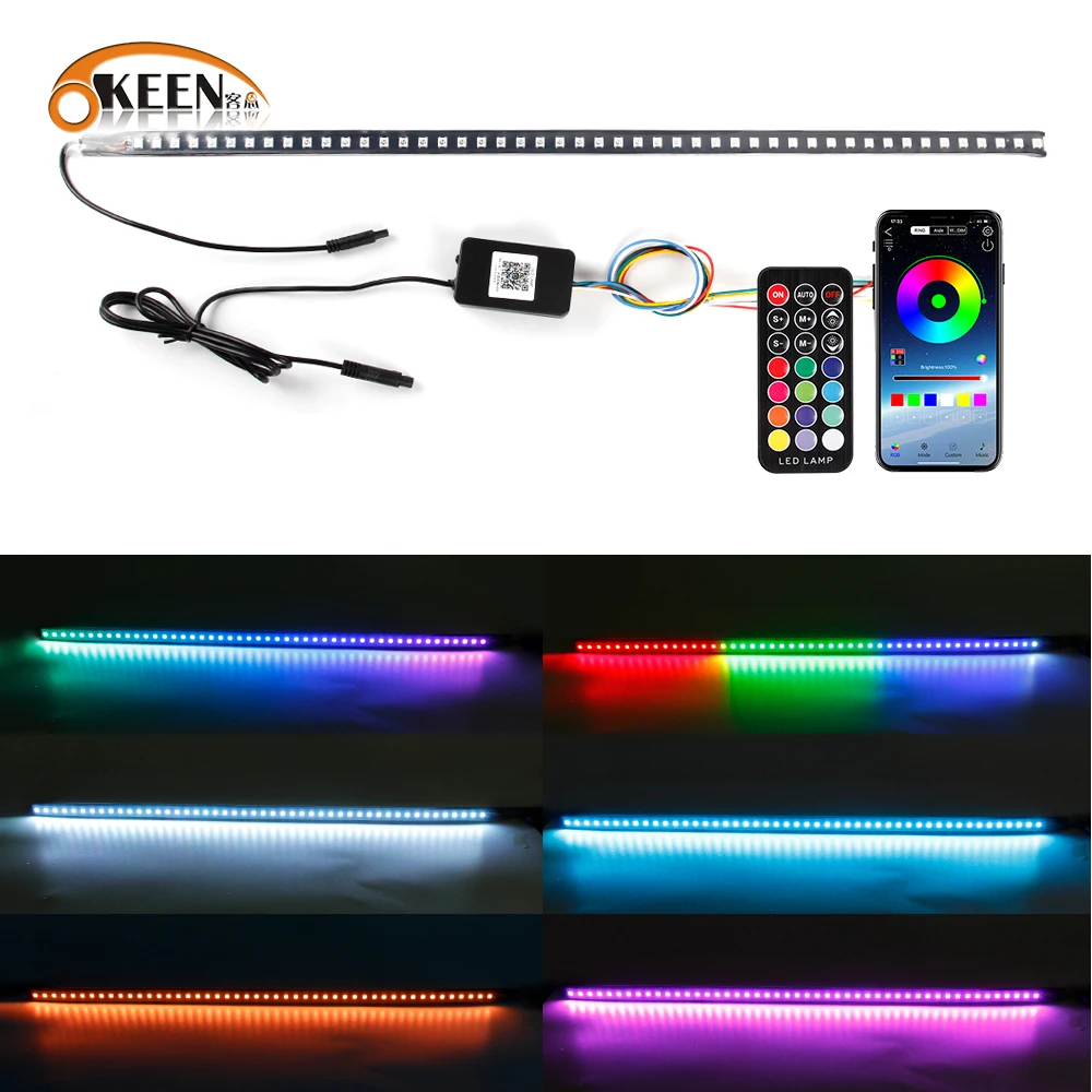 

LED Grille Light RGB 22inch 12V Car Front Grille Lamp Bar 2 in 1 Atmosphere Decorate Light with APP Scanner Control