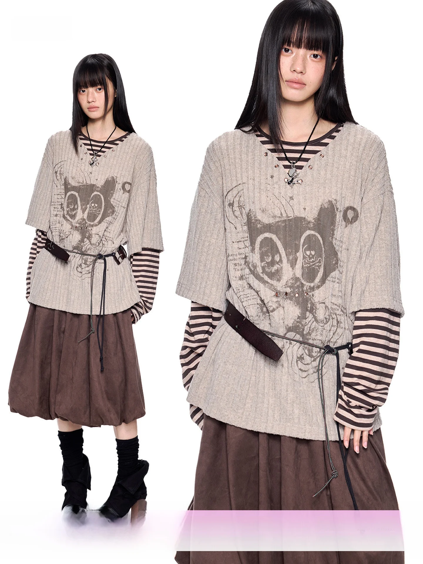 

Женская футболка EZEK k Sle с принтом, круглым вырезом и длинными рукавами, весенняя повседневная, в американском ретро-стиле, с пэчворком, из полиэстера и спандекса