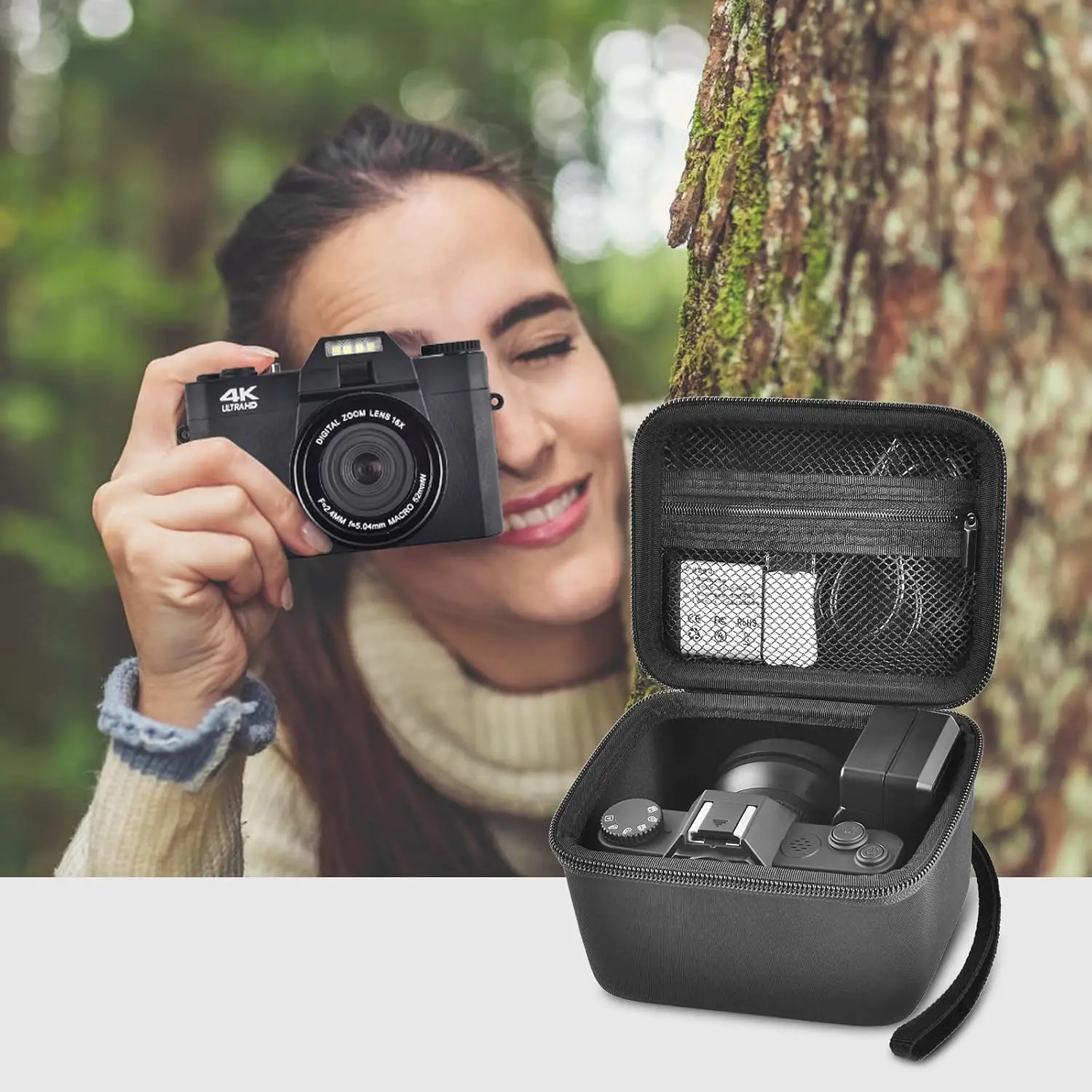 Vlogging Camera Case Compatible with for Duluvulu/for VJIANGER/for JGIPL/for TEBNGIHNM 4K Digital Cameras for Youtube (Box Only) - view 6