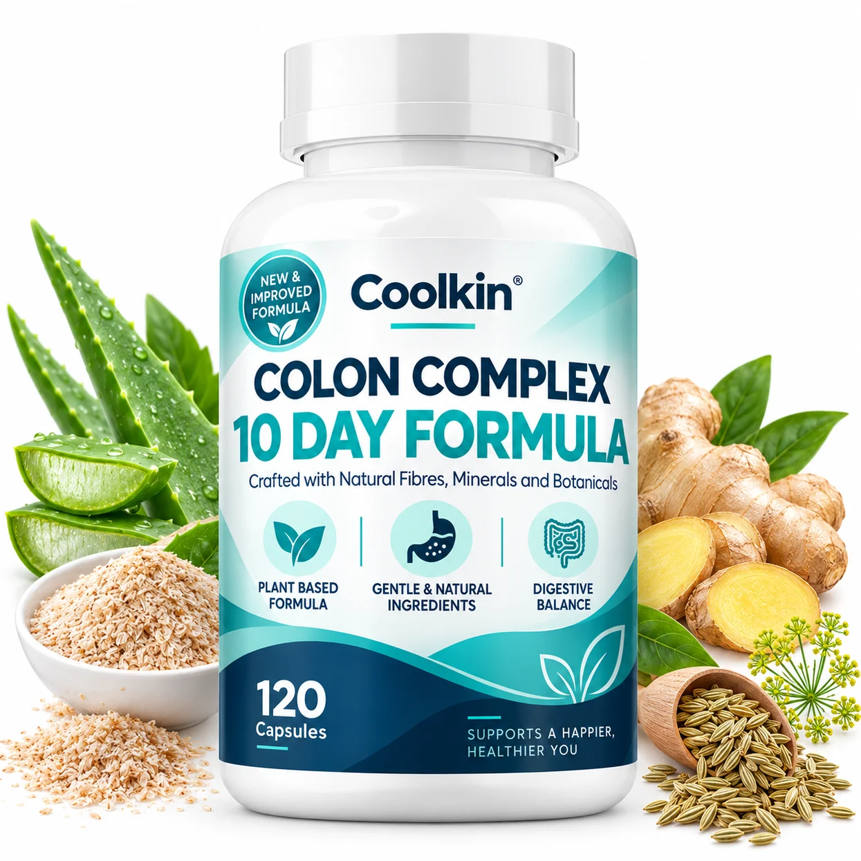 Colon Complex Capsules - Supports Bowel Regularity, Digestive Comfort & Intestinal Wellness with Psyllium Husk and Ginger