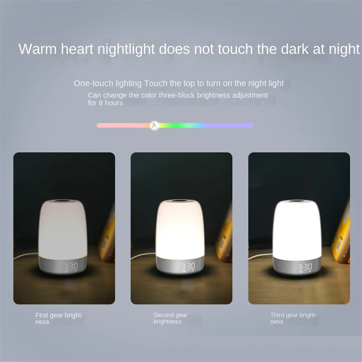 ABZL Touch Wake Up Night Light with Sunrise Simulation Alarm Clock Dimmable Warm White LED RGB Bedside Lamp Ambient