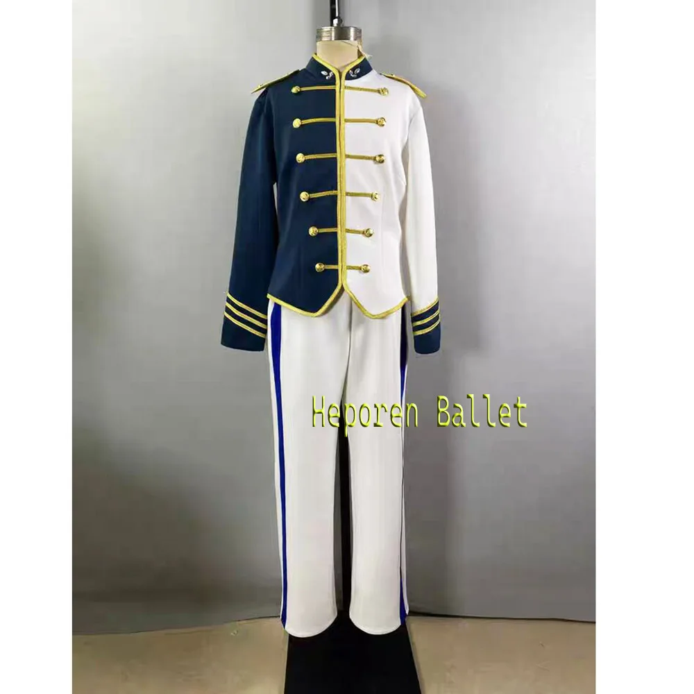 Nutcracker Dark Blue White Troops Ballet Tutu Dress And Pants,Women Or Men Ballet Performance Uniform Long Sleeve Drop Shipping