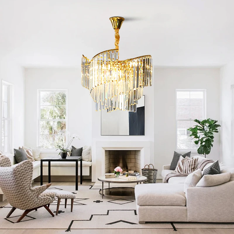 Luxury Gold Rotating K9 Crystal Ceiling Pendant Light Big, Modern Classic Lampe Round Lampara Techo for Foyer Dining Room Decor