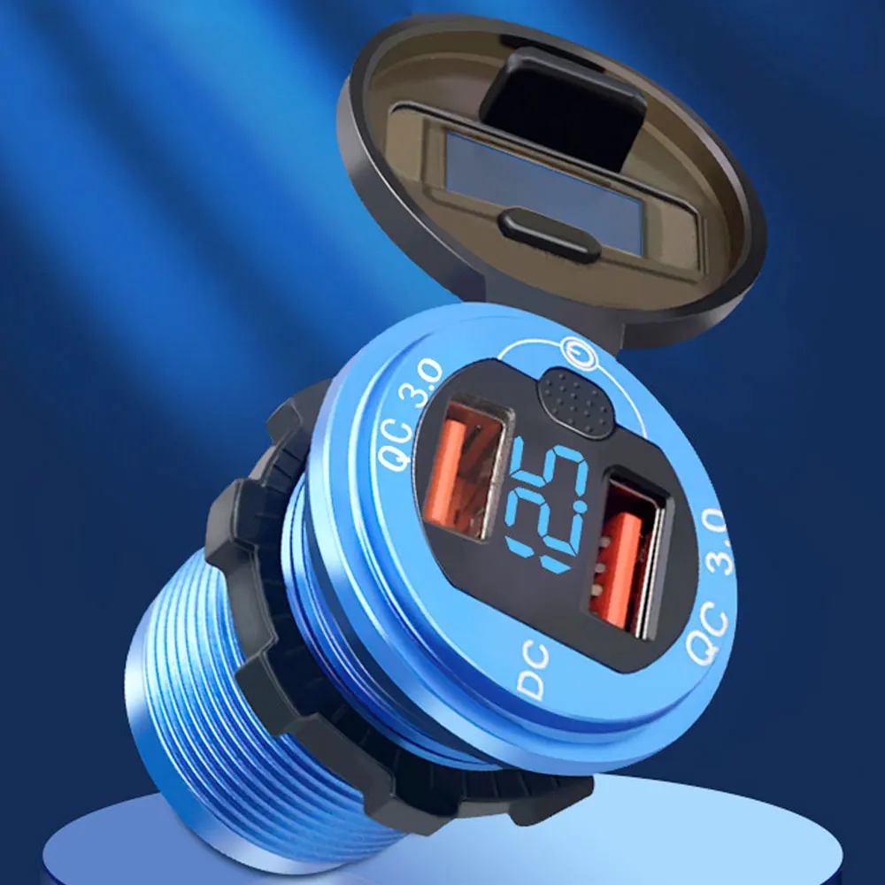 

Автомобильное зарядное устройство STONEGO 36 Вт с двумя USB-портами QC3.0, водонепроницаемым дизайном и переключателем вольтметра для мотоциклов, квадроциклов, лодок, морских и автофургонов 12 В/24 В