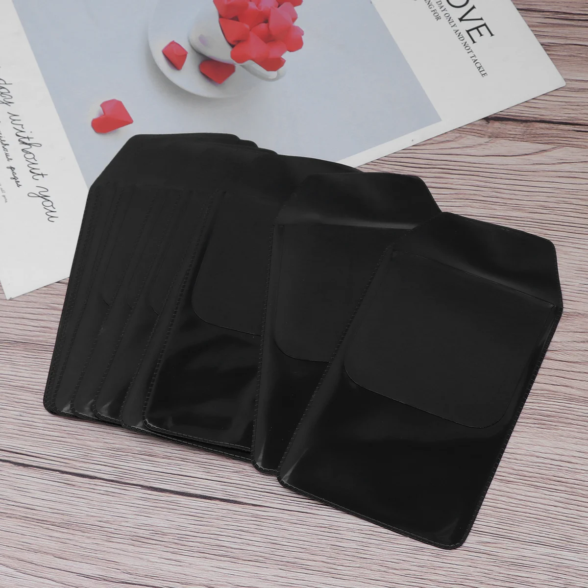 10Pcs Anti-Wear PVC Pen Protector Bag Trapezoid Shape Waterproof Pencil Case Black for Pens and Small Trinkets