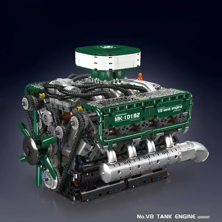 

2250pcs V8 Tank Engine Building Blocks Set, ABS Plastic Construction Kit, Educational Collectible Display Model, Mixed Color