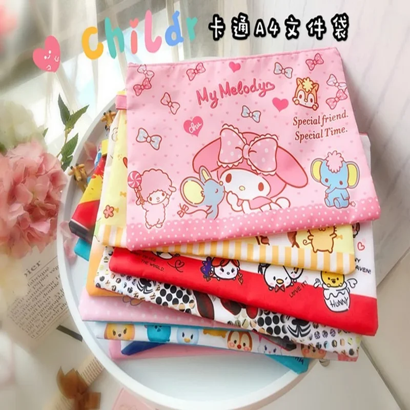 Kawaii Sanrio accessori File Bag Mymelody Kuromi Cinnamoroll Little Twin Stars Cute Beauty Organizer A4 Folder Girls