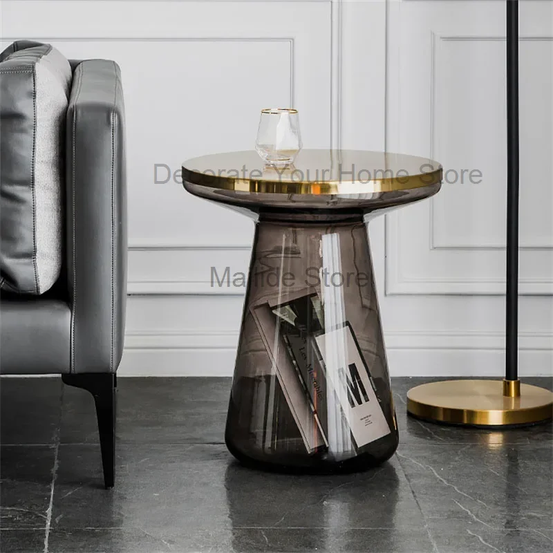 Nordic Transparent Glass Bells Coffee Table for Living Room Furniture Home Designer Creative Small Apartment Ins Sofa Side Table