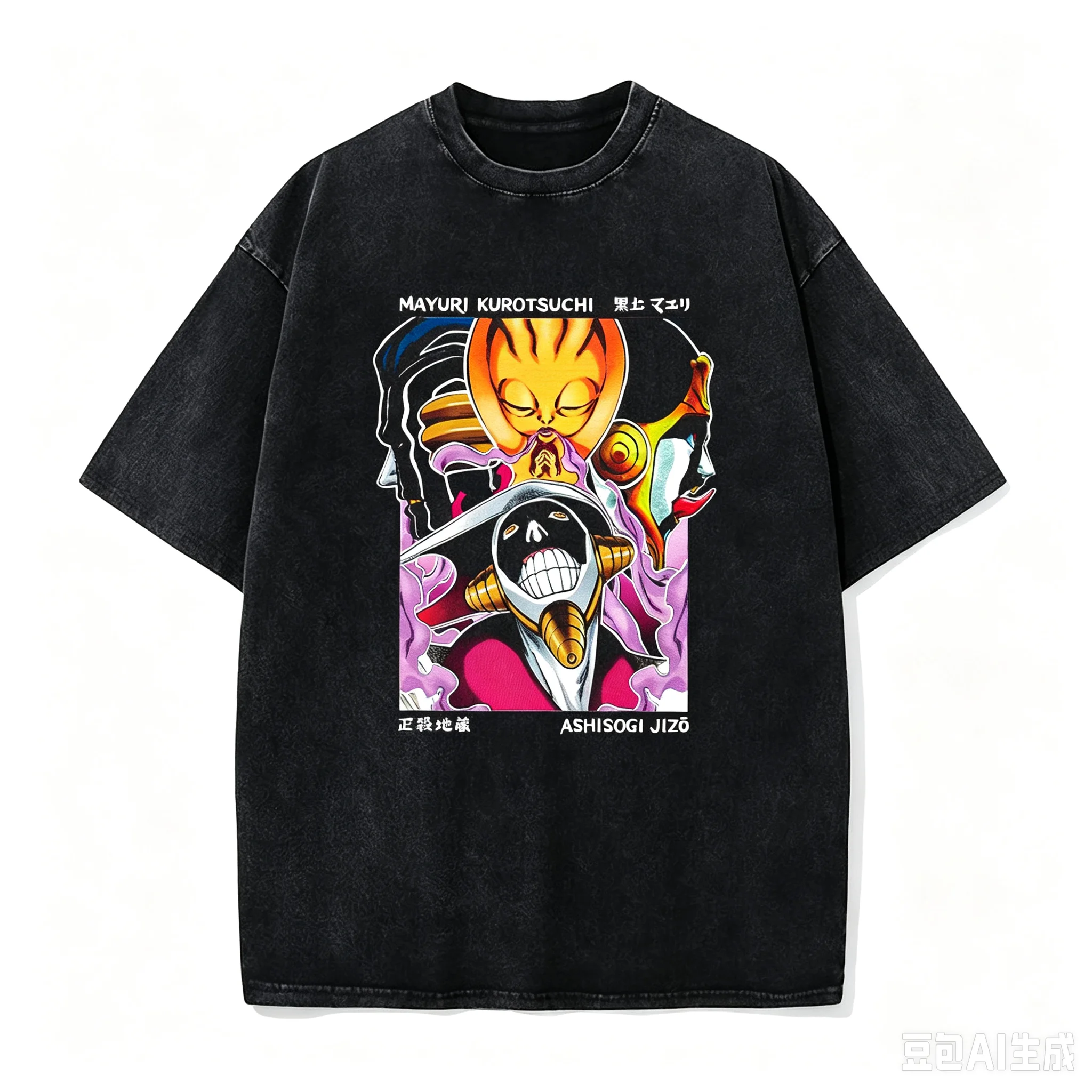 BLEACH Kurotsuchi Mayuri T Shirts Anime Print Tshirt Men Women Wash Cotton Tee Clothing Summer Short Sleeve Loose Streetwear Top