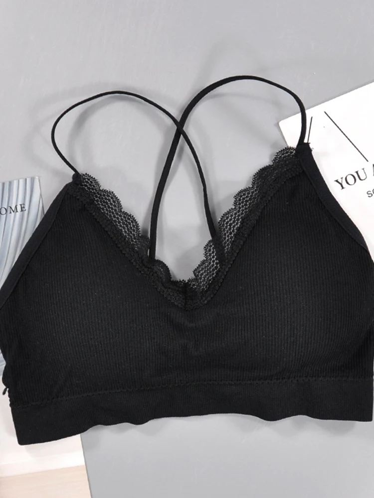 Bralette Fitness Lace Thin Shoulder Strap Underwear Women Anti-light Shockproof Push Up Bra