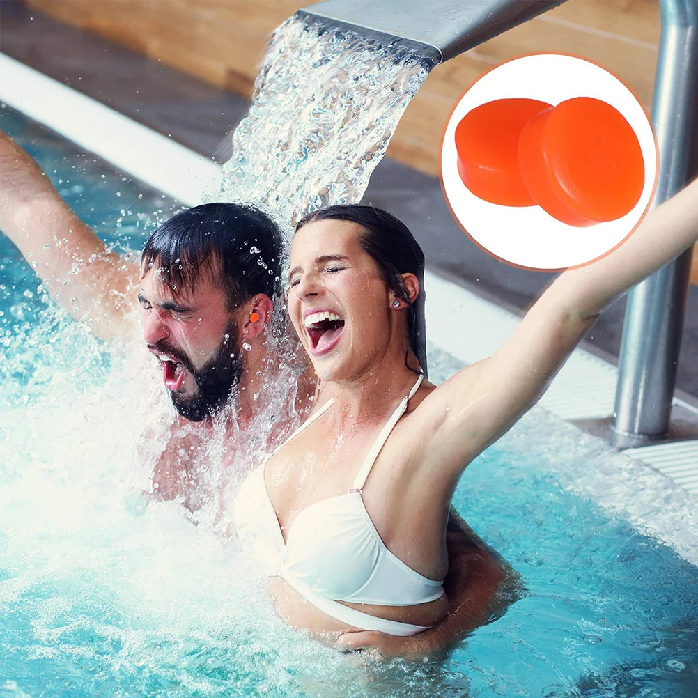 

18Pcs Deformable Silicone Ear Plugs Waterproof Soundproof for Swimming Bathing Studying Travel Orange Swimming Earplugs