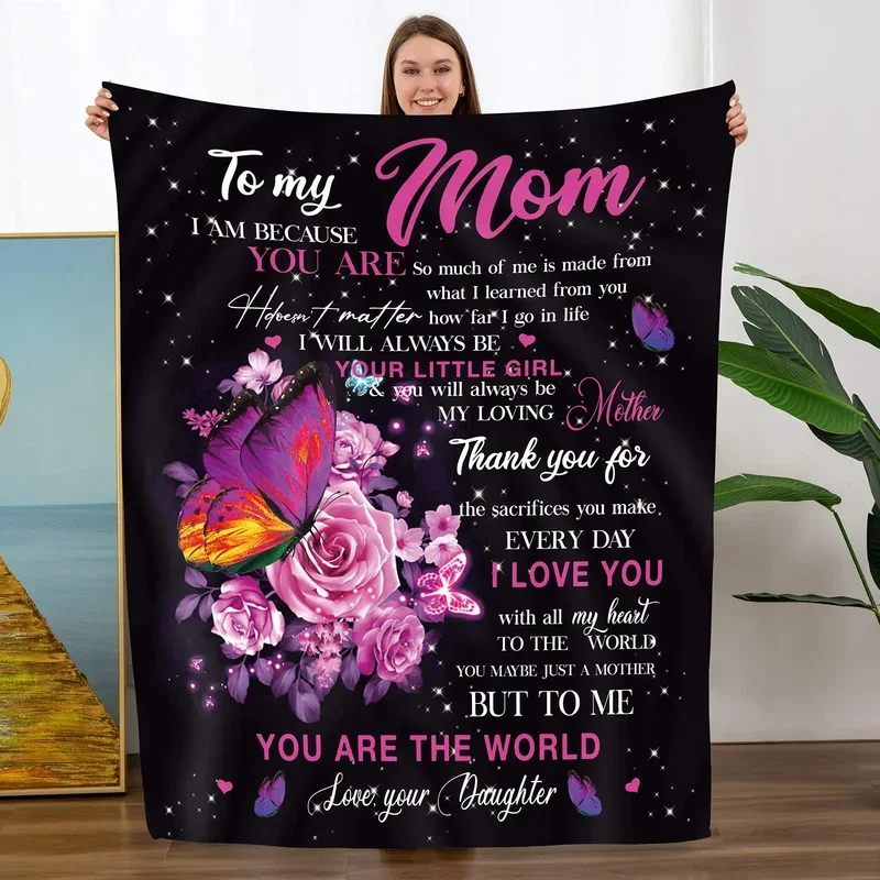 

JY01I Love You Mom Плед Подарки для мамы Подарки на день рождения для женщин - Подарки мамы от дочки или сына на день рождения матери D@1