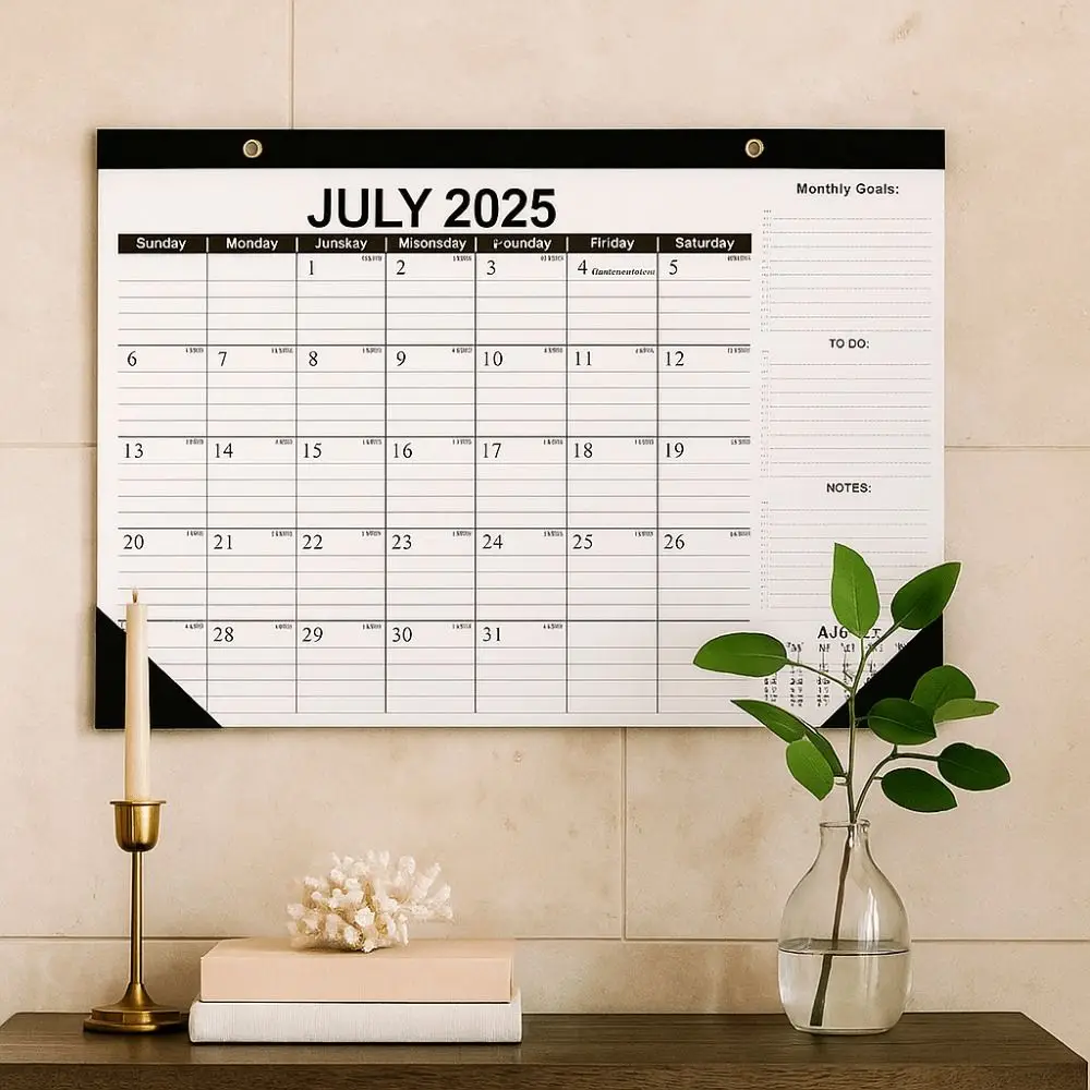 

Creative Wall Calendar Spacious Monthly Layout Hanging Calendar Premium Paper Bright 18-Month Calendar Family Planning