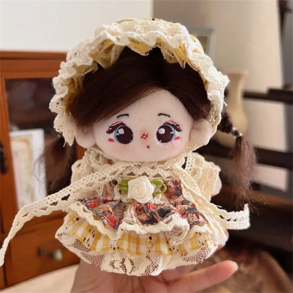 Fashion Maid Costume 10cm Doll Dress Retro Camellia Plush Dolls Cartoon Skirt Skirt Lace Cotton Dolls Halter Dress Dress Up Toy